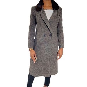 Cassidy Vintage Double Breasted Fur Collar Wool Coat